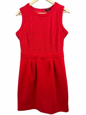 Jacob Red Lace Sleeveless Dress Pleated Size Medium